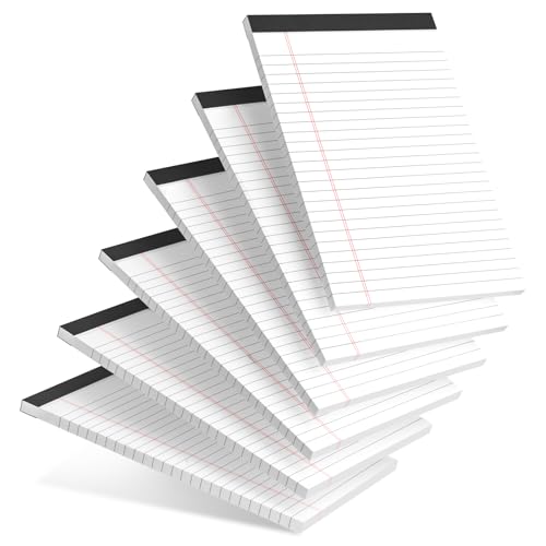 AILZFEI 6pcs Small Note Pad 5x8 College Ruled Legal Pads Paper Notepads 6 Pack Study Back Writing Pads 5 x 8 Legal Pads Perforated Narrow Ruled Pads of Paper White - color: White