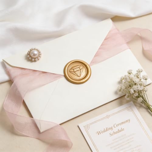 LANKIN Diamond Wax Seal Stamp, Jewelry Theme; 25mm Brass Head - color: Diamond