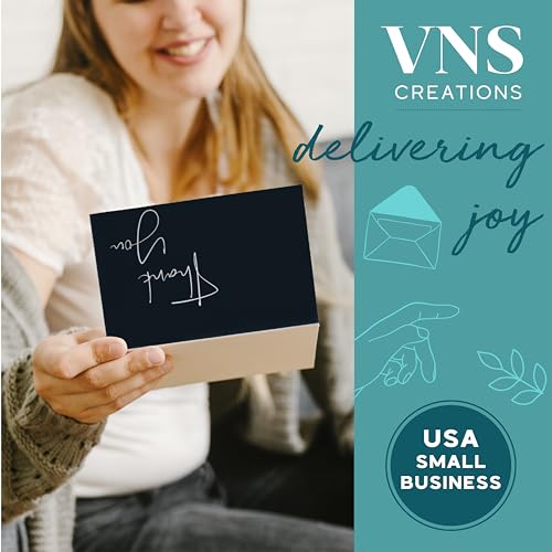 VNS Creations Thank You Cards With Envelopes - 20 Pack 4 x 6 - Black - color: Black, size: 20 Pack - 4" x 6"