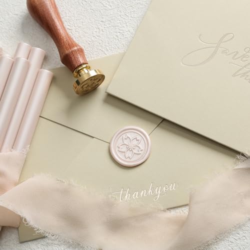 UNIQOOO Mailable Glue Gun Sealing Wax Sticks for Wax Seal Stamp - Champagne, Great for Wedding Invitations, Cards Envelopes, Snail Mails, Wine Packages, Gift Ideas, Pack of 8 - color: Champagne