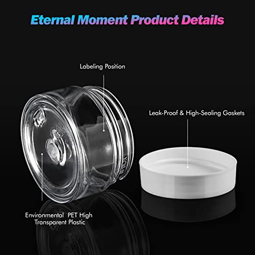 Eternal Moment 50 Pack 1 OZ Plastic Jars Clear Cosmetic Container with Lids | Round Makeup Jar for Lotion, Cream, Ointments, Eye Shadow, Rhinestone, Samples, DIY Travel Storage ( White Lid ） - color: White Lid, size: 1 Ounce