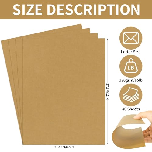 40 Sheets Brown Kraft Cardstock - 8.5'' x 11'' 65lb - color: Brown Kraft, size: Letter Size [40 Sheets]