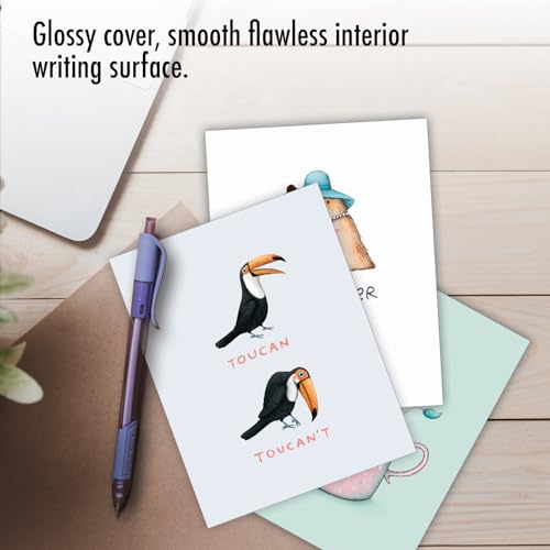 The Best Card Company - 20 Note Cards Blank Assortment (4 x 5.12 Inch) (10 Designs, 2 Each) - Punimals AM3366OCB-B2x10-NB - style: Punimals