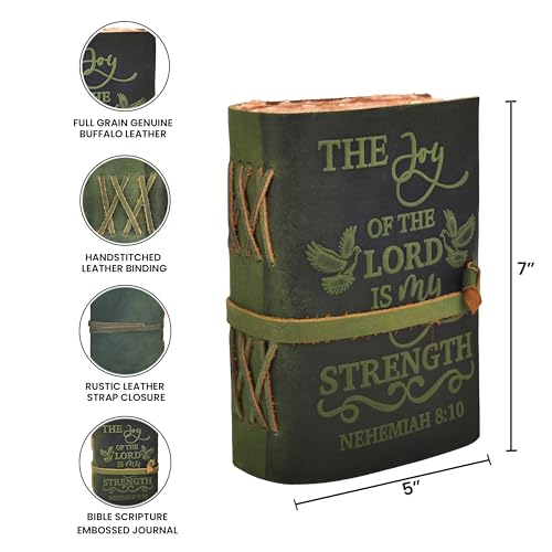 LEATHER VILLAGE Christian Journal Joy Verse, Forest Green 7x5. - color: Green