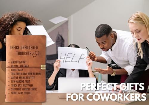InnoBeta Funny Office Gifts Journal with Pen for Boss, Coworkers, Men, Women, Refillable Notebook, Sketchbook, Travel Diary, 7.8x5 Inches, Office Thoughts - color: Brown-Office Thoughts