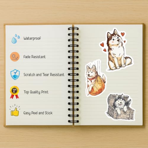 100 PCS Husky Stickers Pack – Waterproof Vinyl Decals for Water Bottles, Laptops, Phones, Notebook, Cars – Cool Vibrant Graphics for Husky Enthusiast - color: Husky