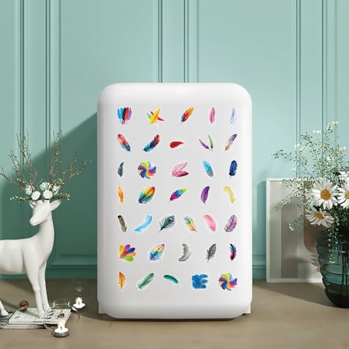 50 Pcs Feather Stickers Waterproof Graffiti for Scrapbooking | Transparent vinyl decals with vibrant rainbow feather graffiti art. Perfect for laptops, phone cases, journals, DIY crafts - style: Feather Graffiti