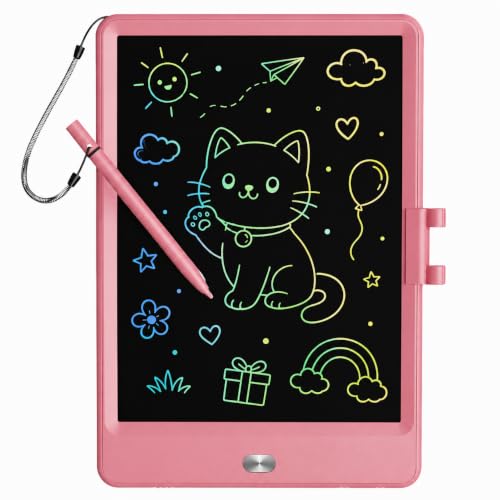TEKFUN LCD Writing Tablet Doodle Board, 8.5inch Colorful Drawing Tablet Writing Pad, Kids Gifts Toys for 3 4 5 6 7 Year Old Kids, Erasable Doodle Pad Toddler Travel Car Toy Road Trip Activity (Pink) - color: Pink, size: 8.5 Inch