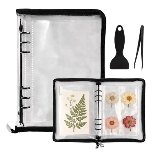 Sticker Organizer Binder with Clear Pockets & Zipper, Reusable A5 Stickers Collecting Book Album Holder with 10 Release Papers for Planner, Journaling, Sticker Collection(Color:Black) - color: Black