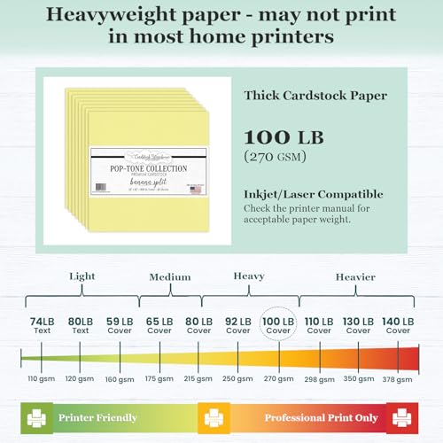 Cardstock Warehouse Pop-Tone Banana Split Yellow Cardstock Paper – 25 Sheets, 12 x 12" - 100 lb / 270 GSM Premium Yellow Card Stock for Die-cutting, Crafts, Scrapbooking, Card Making and DIY Projects - color: Banana Split