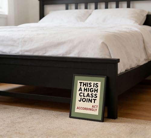 Framed 'This Is A High Class Joint' Quote Wall Art, Retro Olive Green Canvas Print, Funny Modern Decor for Living Room Bedroom Bar Office Man Cave - color: Floral-2, size: 24"L x 16"W