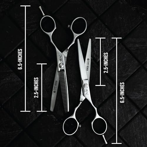 Ronin Hair Cutting Shears Set by Tokko Katana, Professional Scissor Kit, 6.5" Sharp Stainless Steel Regular & Thinning Haircut, Grooming Scissors for Barber, Hairdresser, Salon Professional, & DIY