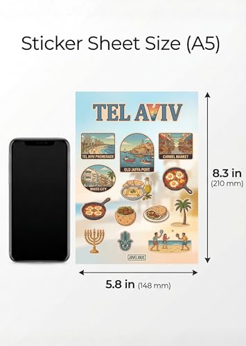 Tel Aviv Sticker Sheet, Tel Aviv Stickers for Laptop & Journal - style: Tel Aviv
