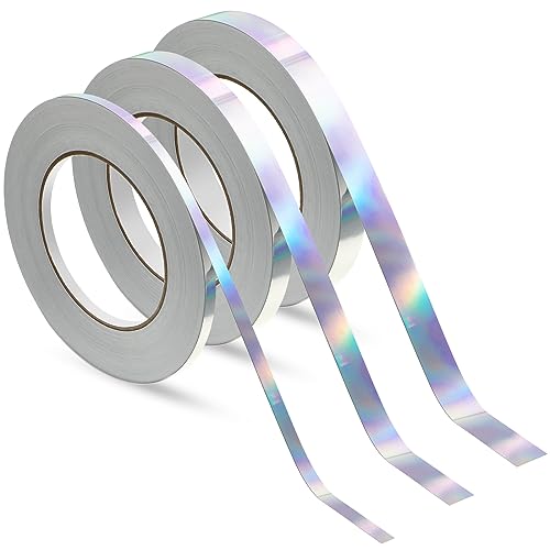 Zonon Laser Colorful Foil Tape for Wall Decor Self Adhesive 5/10/15mm | Washi Pinstripe Tape, Miror, 3 Widths Total 164 Yards, Easy to Apply for Furniture Car Arts Graphic Decoration - color: Laser Colorful, size: 5/10/15mm