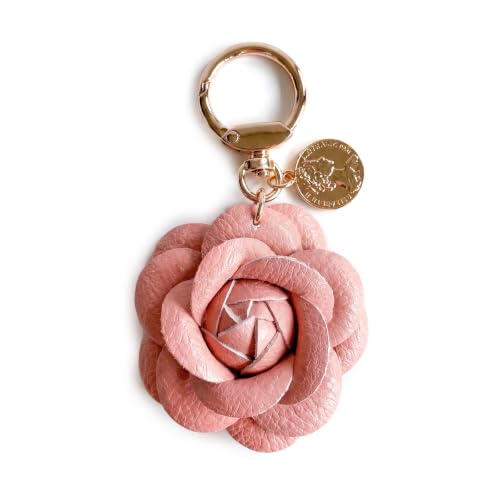 Angyape Flower Bag Charms for Women Purse Charms for Handbags Leather Flower Keychain Retro Aesthetic Keychain Accessories - color: K:pink