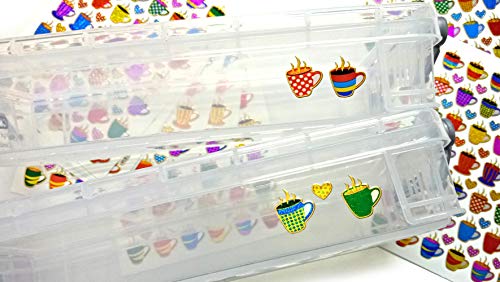 Coffee Tea Cup Waterproof Self-Adhesive Metallic Foil Decorative Scrapbook Sticker, Nice Size for Day Planner, Homemade Calendar, Journal, Letters, and Cards. (420 Stickers) (ST-10-COFFEE)