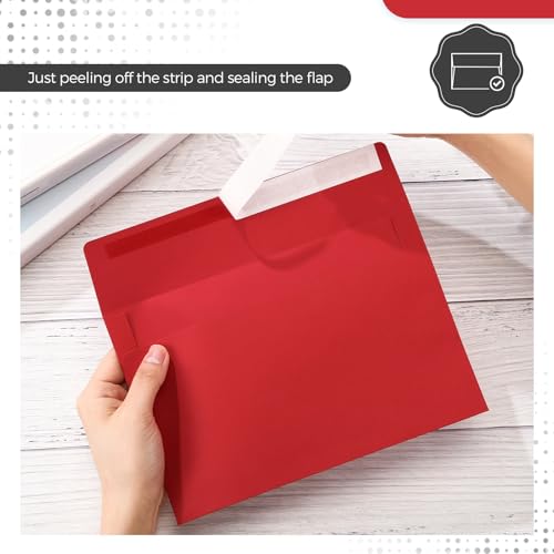 Harloon 100 Pcs A9 Invitation Envelopes 5.75 x 8.75 Inch Self Adhesive Wedding Invitation Envelopes Paper Greeting Card Envelope for Photos Letters Baby Shower Office 110 Gsm Paper(Dark Red) - color: Dark Red