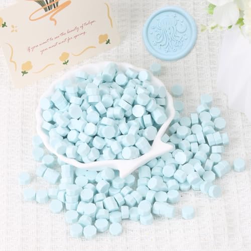 Snow Blue Wax Seal Beads, HOSEALING Premium 360pcs Sealing Beads for Wax Seal Stamp, Blue Sealing Wax Pellets Refill Pack for Wax Seal Kit, Wedding Invitations, Envelope Letter Sealing - color: Snow Blue