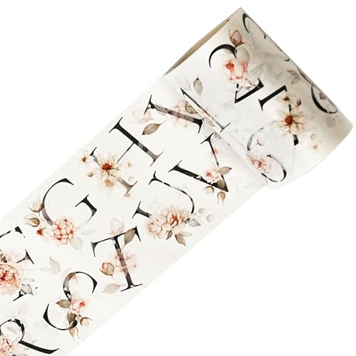 WT Pre-Cut Rosé Scripts Wide Washi Tape, Single Roll, Original Designs, Blush Floral & Handwritten Script, Japanese Decorative Paper Tape, Junk Journal Scrapbook Bujo Planner DIY Craft Supplies - color: WT Pre-Cut Rosé Scripts Wide Washi Tape