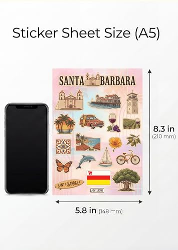 Santa Barbara Sticker Sheet, Santa Barbara Travel Stickers - style: Santa Barbara