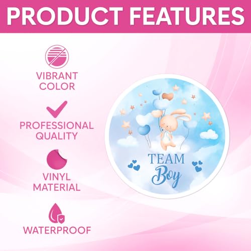 Pack 90 Pcs Team Boy Or Team Girl Stickers for Gender Reveal Party Favors Kids Boys Girls Toddlers Baby Shower Funny Cute Aesthetic Sticker Round Waterproof Small Vinyl Decals - color: Gender Reveal A18