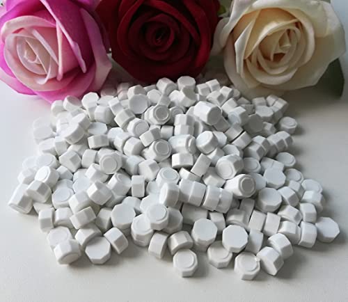 400 Pieces Sealing Wax Beads for Seal Stamp, PORXFLY Wax Seal Beads Great for Wedding Invitations, Wine Packages,Cards Envelopes, Gift Wrapping (White) - color: White