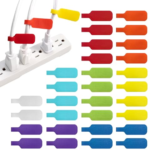 Wrap-It Storage - Cable Labels, Medium, Multi-Color (30-Pack) Write On Cord Tags for Wire Management and Identification | Write On Cord Labels, Wire Labels, Cable Tags and Wire Tags for Spring Cleaning Cable Management and Identification - color: Assorted