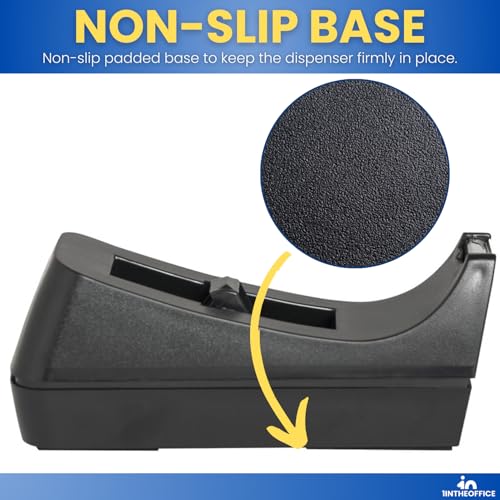 1InTheOffice Desk Tape Dispenser, Black 12 Pack (Desktop Tape Dispenser) - size: Tape Dispenser (Pack of 3)