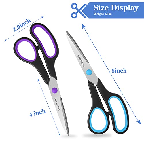 6 Pcs 8” Scissors, Sharp Stainless Steel Comfort Grip for Everyday Use - color: 6 Pack Black