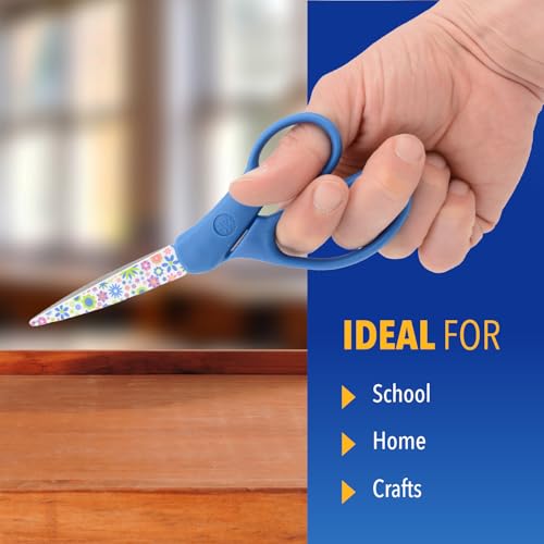 Westcott School Scissors for Kids Ages 12+ and Up - Back to School Essentials and Classroom Supplies - 7-Inch Pointed Student Scissors - for Right- or Left-Handed Use - Floral Printed - 1 Pack - style: Fashion