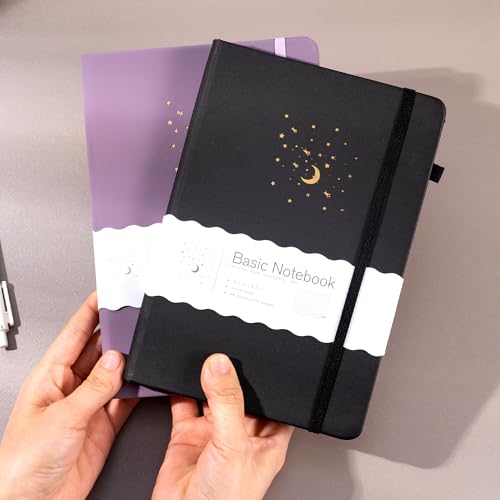 CAGIE Journal for Women Men Dream Lined Journaling Notebooks Diary, 2 Pack - color: 2 Pack 00 Black Purple