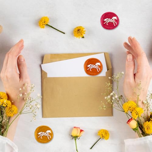 Wildflowers Elephant Wax Seal Stamp 1" Vintage Animals Sealing Stamps Removable Brass Head Seal Stamp with Wooden Handle for Animal Lover Envelope Greeting Card Invitations Wine Wrapping - style: Wildflowers Elephant