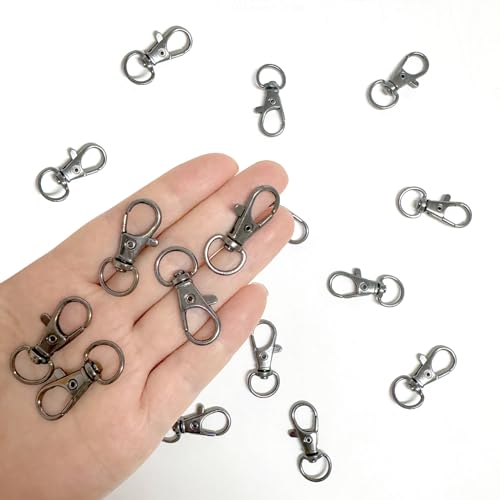 50PCS Metal Lobster Claw Clasp with Key Rings, 25PCS Keychains Clips Hooks and 25PCS Key Chain Rings, Keychain Accessories, Keychain Rings Making kit for Crafts, Gun Black - color: Gun Black