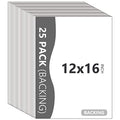 25 Pack Backing Boards, 12x16 Uncut White Mats Matboards - size: 12x16