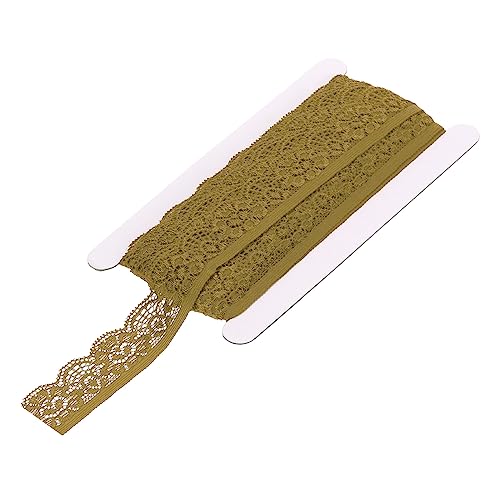 MECCANIXITY Lace Trim Vintage Crochet 0.98" x 10yards Dark Yellow Stretch Lace Ribbon for DIY Scrapbooking Clothes Fabric Wedding Decoration Gift Wrap - color: Dark Yellow, size: 1" x 10 Yards