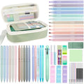 JIZHIYUAN 54X Aesthetic School Supplies with Green Pencil Case for Students - color: Green