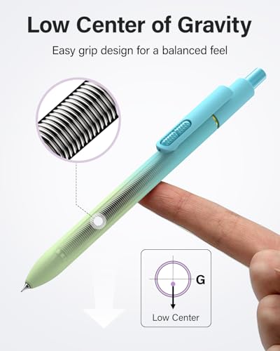 inkipen 16 Pcs Gel Pens-Black Ink, Fine Point(0.5mm),with Fidget Clip - color: 16PCS Multicolor