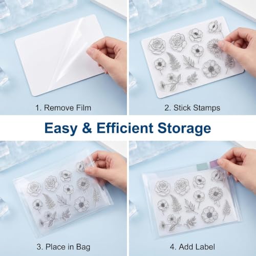 40 PCS Clear Stamps Storage Panels,Resealable Die Cut Storage Bag, White Plastic Stamps Organizer Panels, Clear Stamp Organizer Set for Die Cutting and Decorative - size: 40PCS (No Magnetic Sheets)