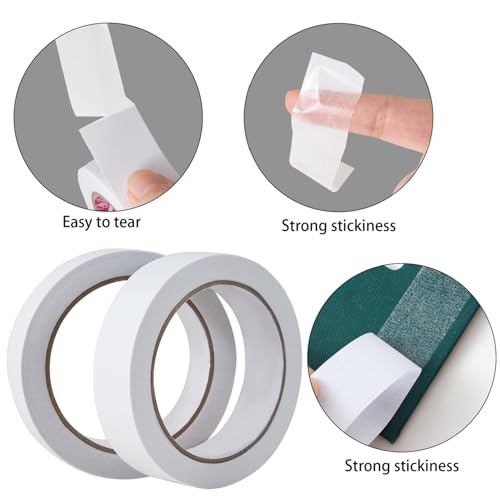 1" 2 Rolls Double Sided Adhesive Sticky Tape for Arts, DIY, Crafts, Photography, Scrapbooking, Card Making, Gift Wrapping, Office School Stationery Supplies, Home Supplies(Width: 25 mm) - size: 1 inch