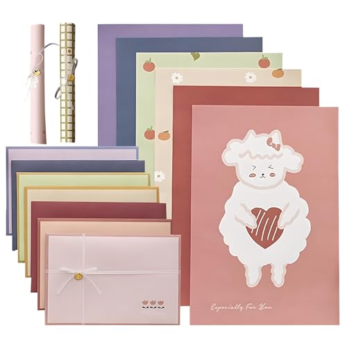 72 Pcs Stationery Paper Envelopes Set | Includes 24 Writing Paper & 12 Envelopes, Lovely Animal Letter Writing Stationery Paper Envelopes Kit(6Style) - color: Lovely Animal
