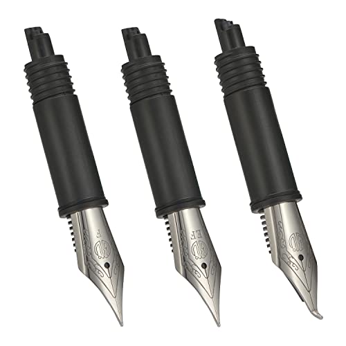 Set of 3 Hongdian Fountain Pen Silver Nibs (Fine, Extra Fine and Bent Nib) for Black Forest 1850, 1851, M2,1843, 6013, 517D, 517S, 525,H1, H3, A3, 1843 and 920 Series - color: Silver, style: EF, F, Bent