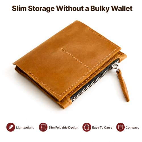Leather Journal Pocket Insert A6 – Genuine Leather Notebook Organizer with Card Pockets & Large Zipper Pocket, Refillable Travel Insert for Planner 4.1"x5.8", Warm Brown - size: A6