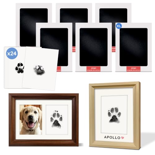 MYPAWLETS Pet Pawprint Ink Pads & Frames Kit,Dog Nose Print,6 Pack XL - size: 6 Packs-Large