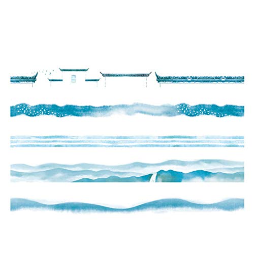 YUBBAEX 5 Rolls Washi Tape Set Creative Basic Skinny Masking Decorative Tapes for Arts, DIY Crafts, Journals, Planners, Scrapbooking, Wrapping (Ink Blue) - color: Ink Blue