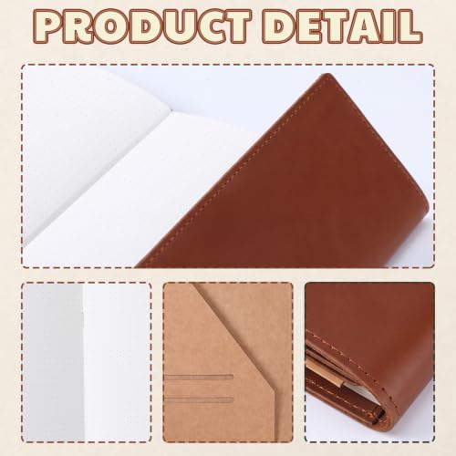 Eaasty A5 Genuine Leather Refillable Notebook Travel Journal, Light Brown - color: Light Brown