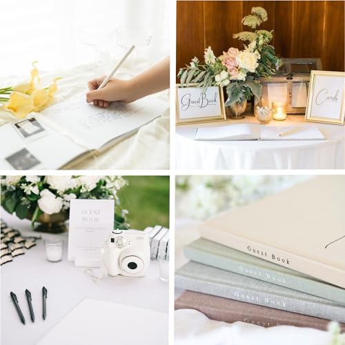 Wedding Guest Book Personalized 2026 Year 100 Pages Linen Photo Guestbook - color: Sage, size: EST. 2026