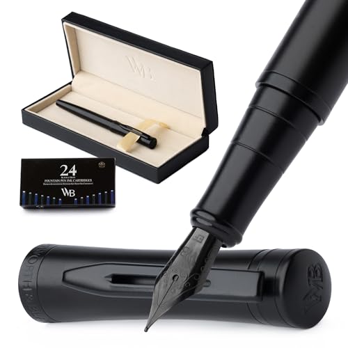 Wordsworth & Black Fountain Pen Set for Writing, Extra Fine Nib, All Black - color: All Black, style: Extra Fine Nib