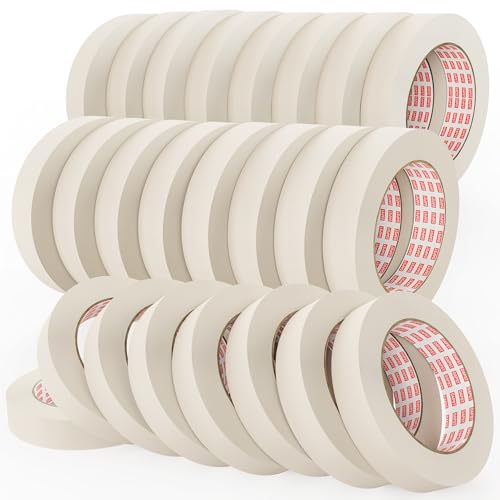 1 Inch x 55 Yards Masking Tape, 24 Rolls Beige White Painters Tape