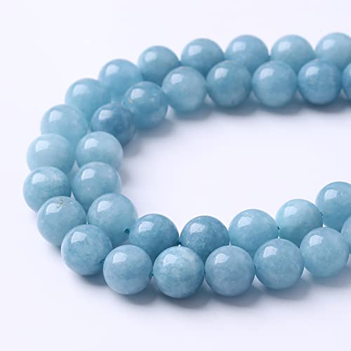 90PCS 8MM Blue Aquamarine Jade Loose Beads for Jewelry Making DIY Bracelet 2 Strands - color: Aquamarine Jade, size: 8mm (2 strands)