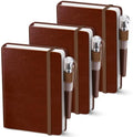 Oucaru Small Notebook 3 Pack, A6 Pocket Notebook, Mini Lined Journal - color: B-Chestnut Brown, style: 3 Pack
